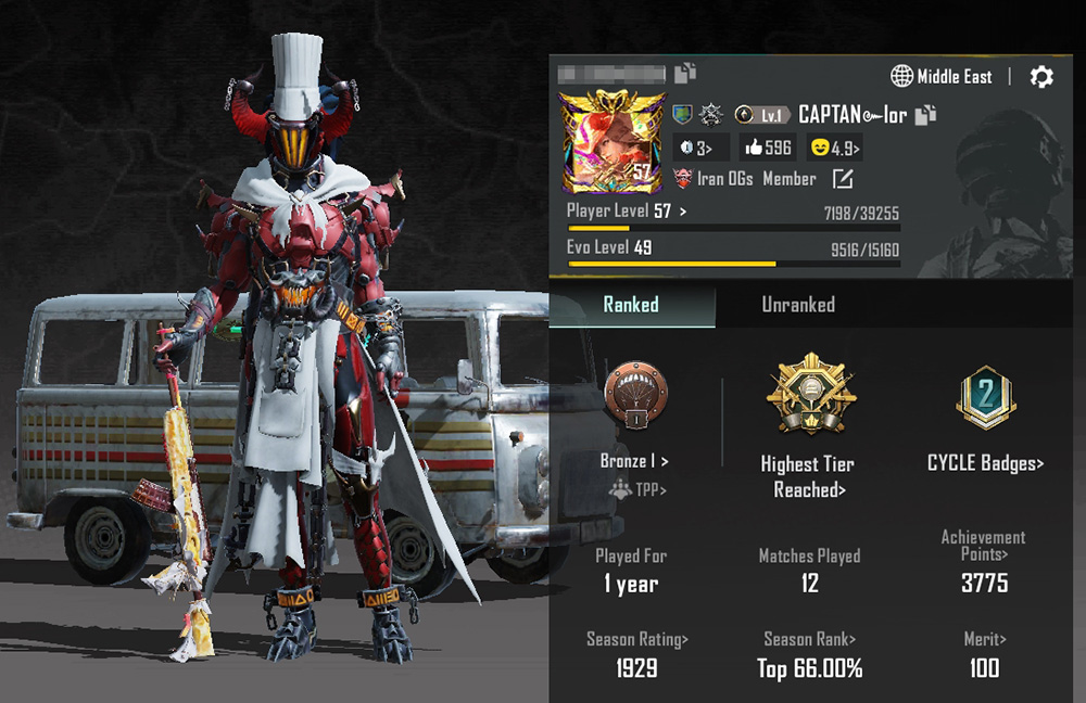 PUBG Mobile Global lvl 57 - seasons elite and maxed: M8, M10