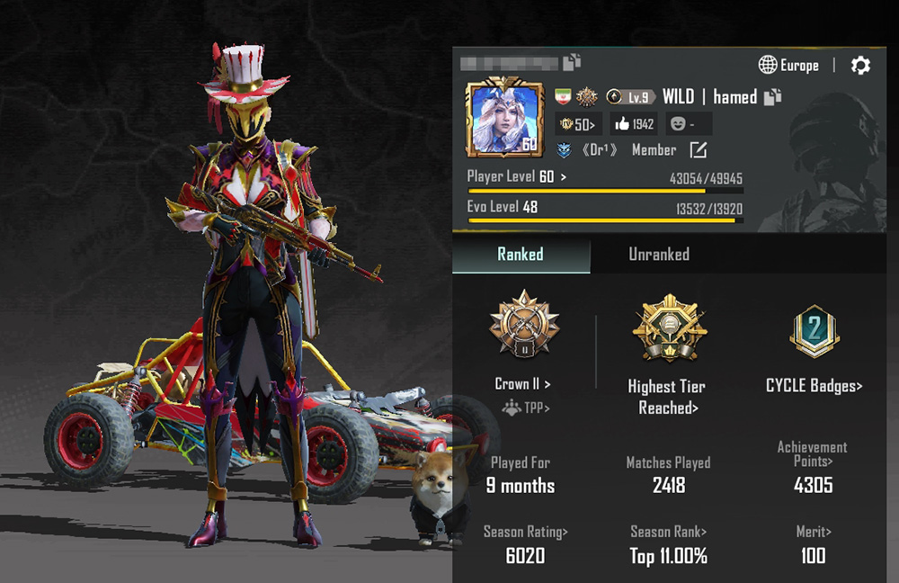 PUBG Mobile Global lvl 60 - seasons elite and maxed: M17, M18, M19, M20, M21