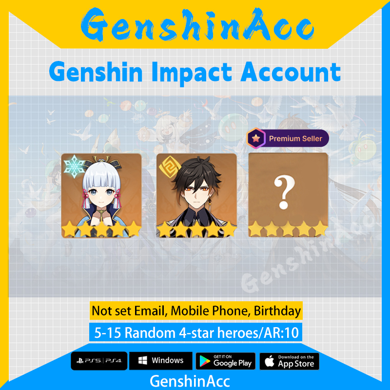 [NA] Ayaka Zhongli Random five star hero | 3 Five-star heroes | AR10 | Random 5-10 four-star heroes | Not bound to mailbox and mobile phone