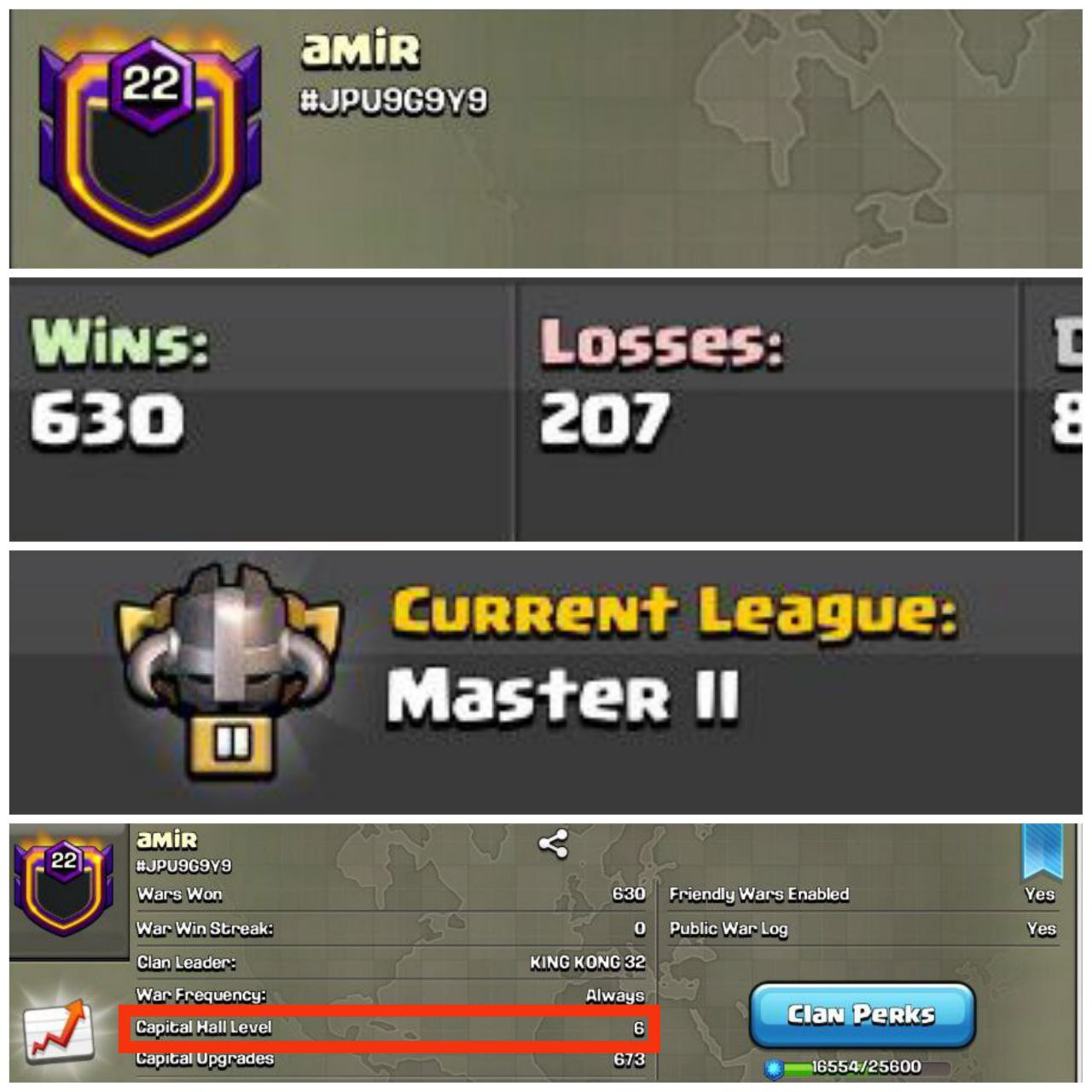 3:1 Positive Log -- Amir -- Lvl-22 -- Clan Capital 6 -- Master 2 -- Positive Log -- Lvl-22 -- Brilliant and Superb Name And League
