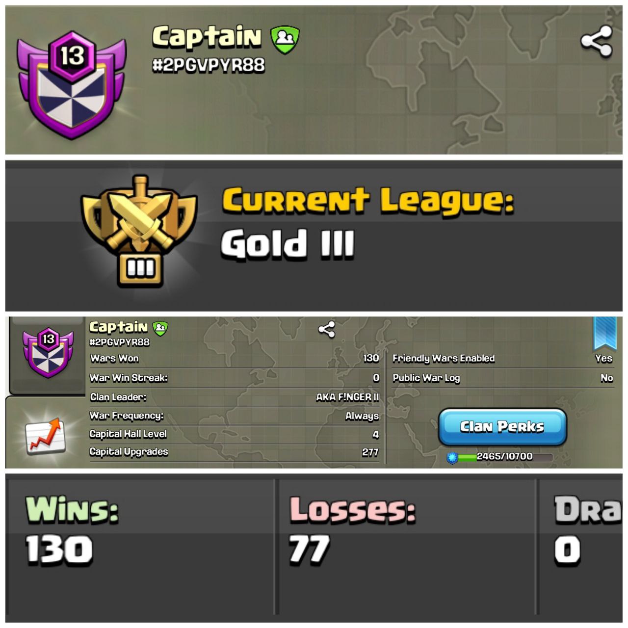 Captain -- Clan Capital 4 -- Lvl-13 -- Gold 3 -- Superb Clan & Cheap Price