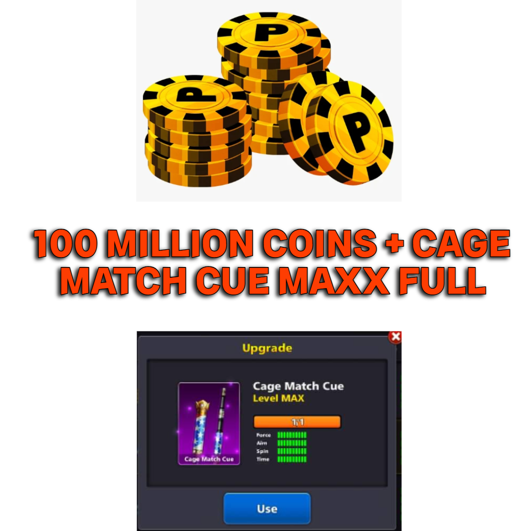 ✅🔥 ( 100m ) 100 MILLION COINS WITH CAGE MATCH CUE MAXX FULL ( FULL UPGRADE ) Miniclip Account  ✔️ l Instant Delivery  ✔️ l 100% Safe Account ✅🔥