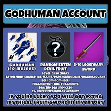 MAX LEVEL 2550,GOD HUMAN, 70% CHANCE DOUGH, 30% VENOM, RANDOM FRUIT AWAKENED, RANDOM SWORD 4 TO 5 LEG SWORD, FRAGMENT 1K-10K FRAGS 100K-20M BELI. 