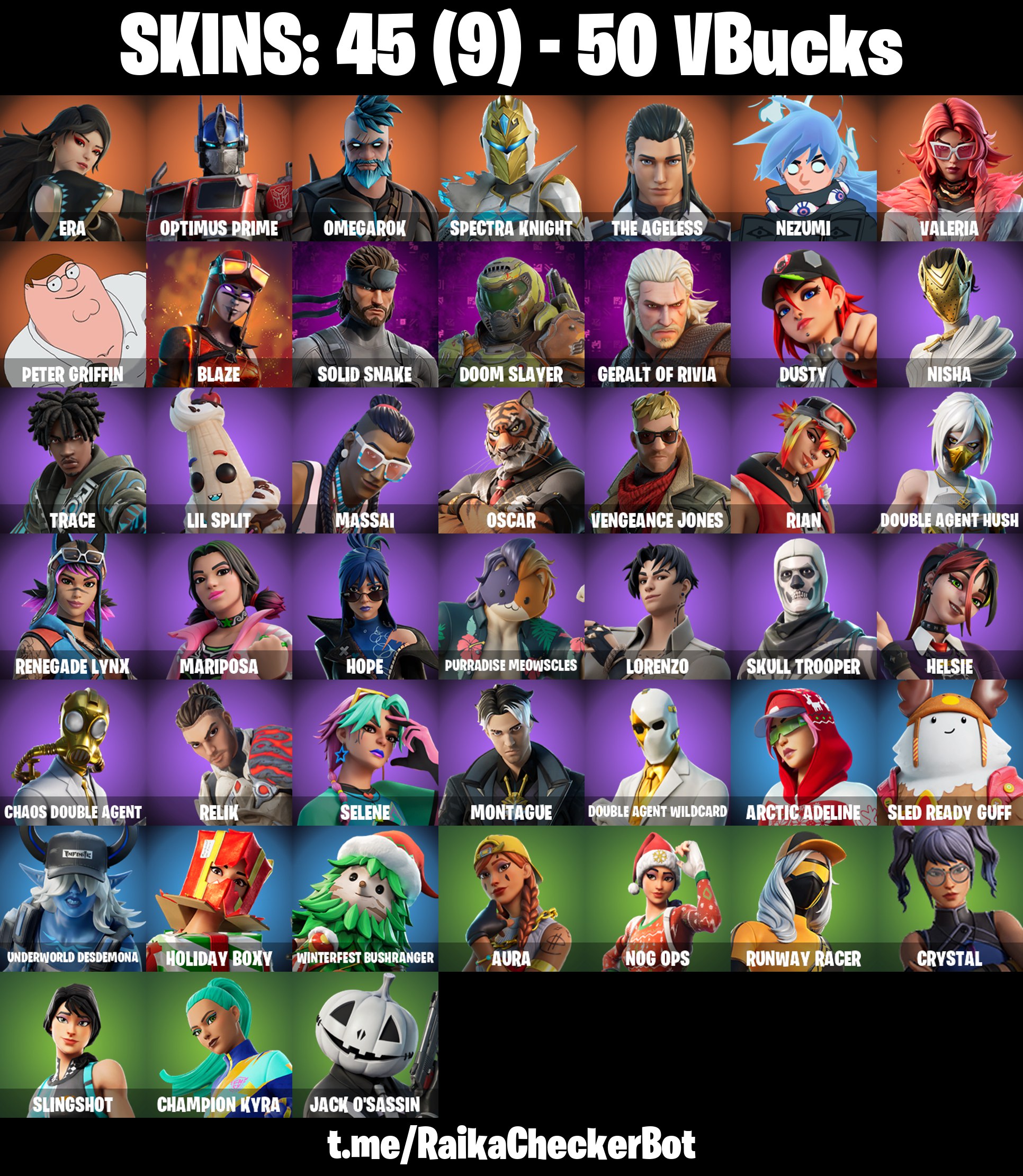 [PC/PSN/XBOX] 45 SKINS 🔥 BLAZE 🔥 VALERIA 🔥 ERA 🔥 OPTIMUS PRIME