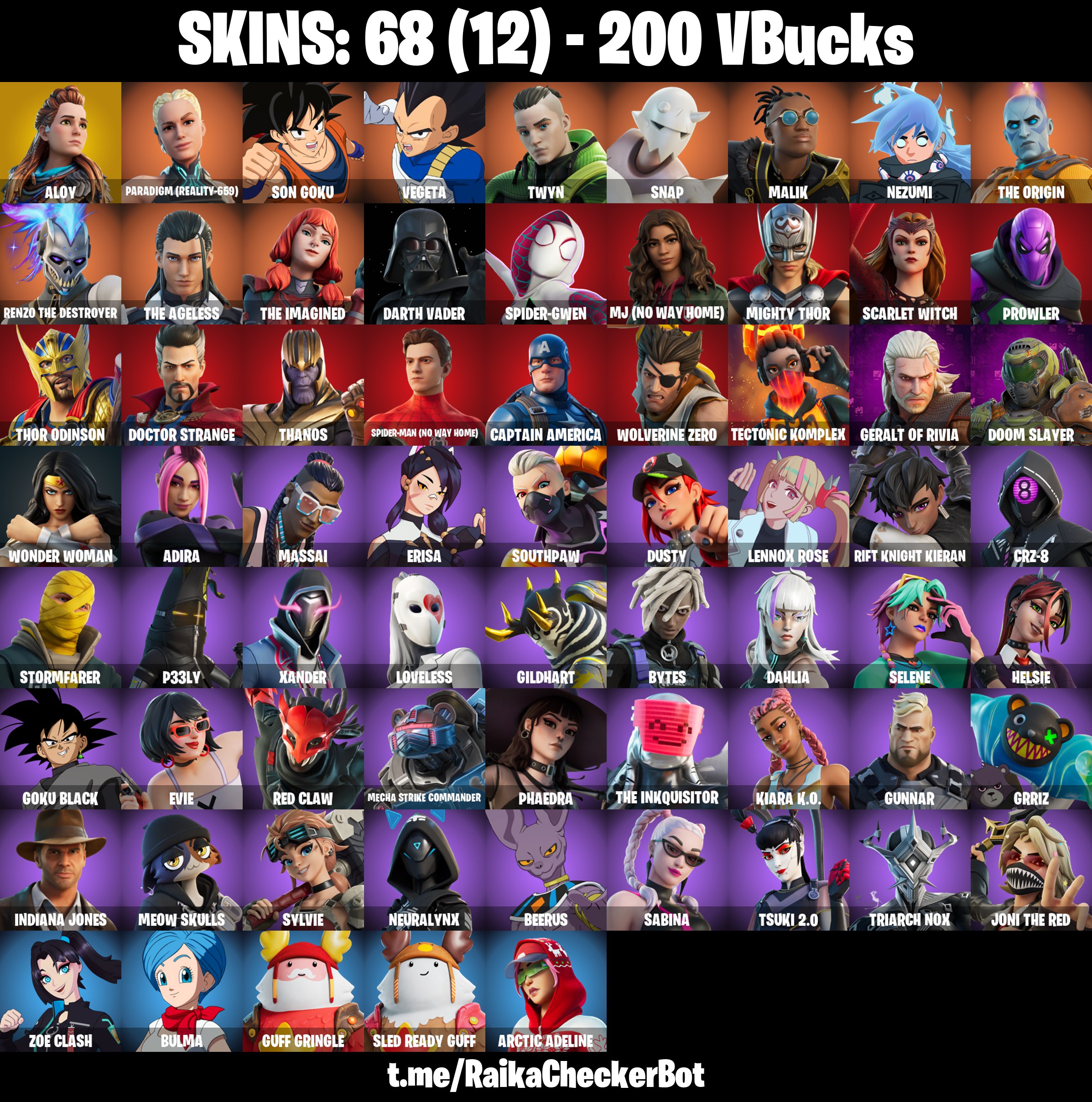 [PC/PSN/XBOX] 68 SKINS 🔥 ALOY 🔥 MALIK 🔥 SNAP 🔥 THANOS