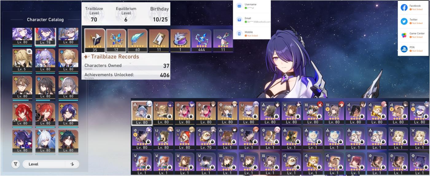 NA HSR/GI Acheron Black Swan Wolf Luocha Bailu Gerpard Welt Ruan Mei Bronya Argenti Himeko Ratio Jing Liu SIG Blade Seele AR70