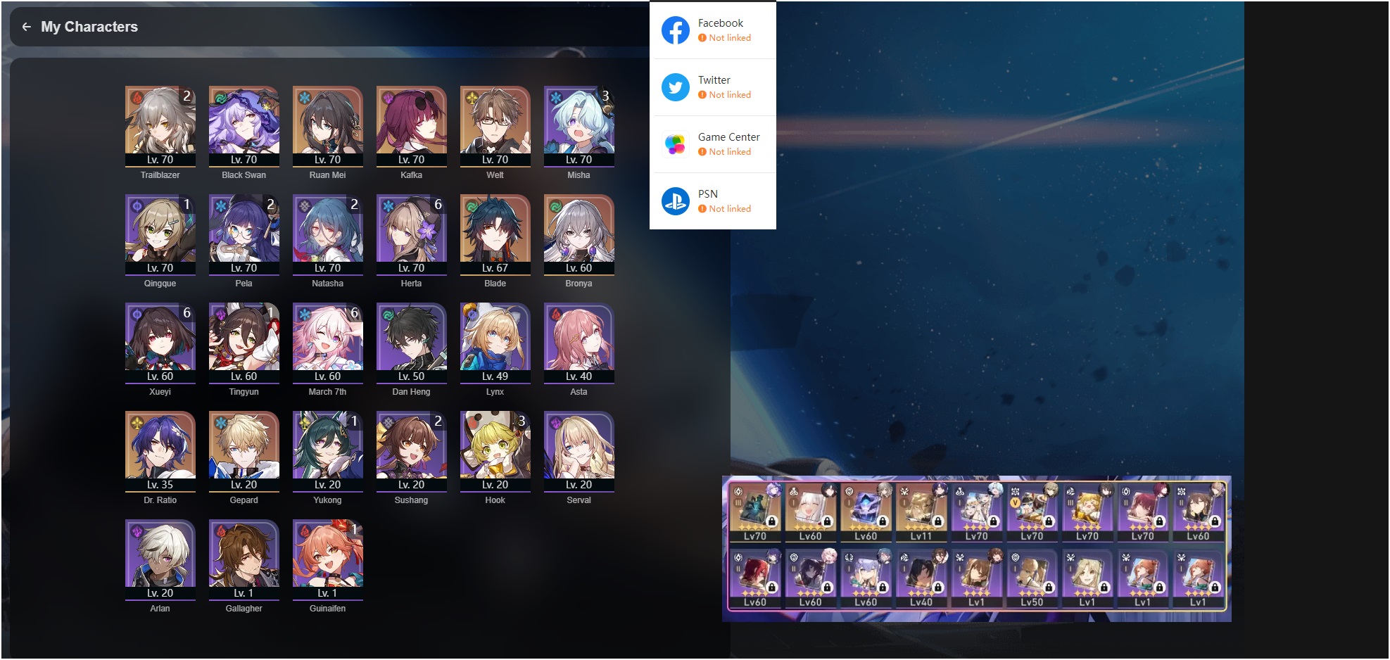 Team Dot Black Swan Ruan Mei Kafka Welt Blade Bronya Gerpard AR60