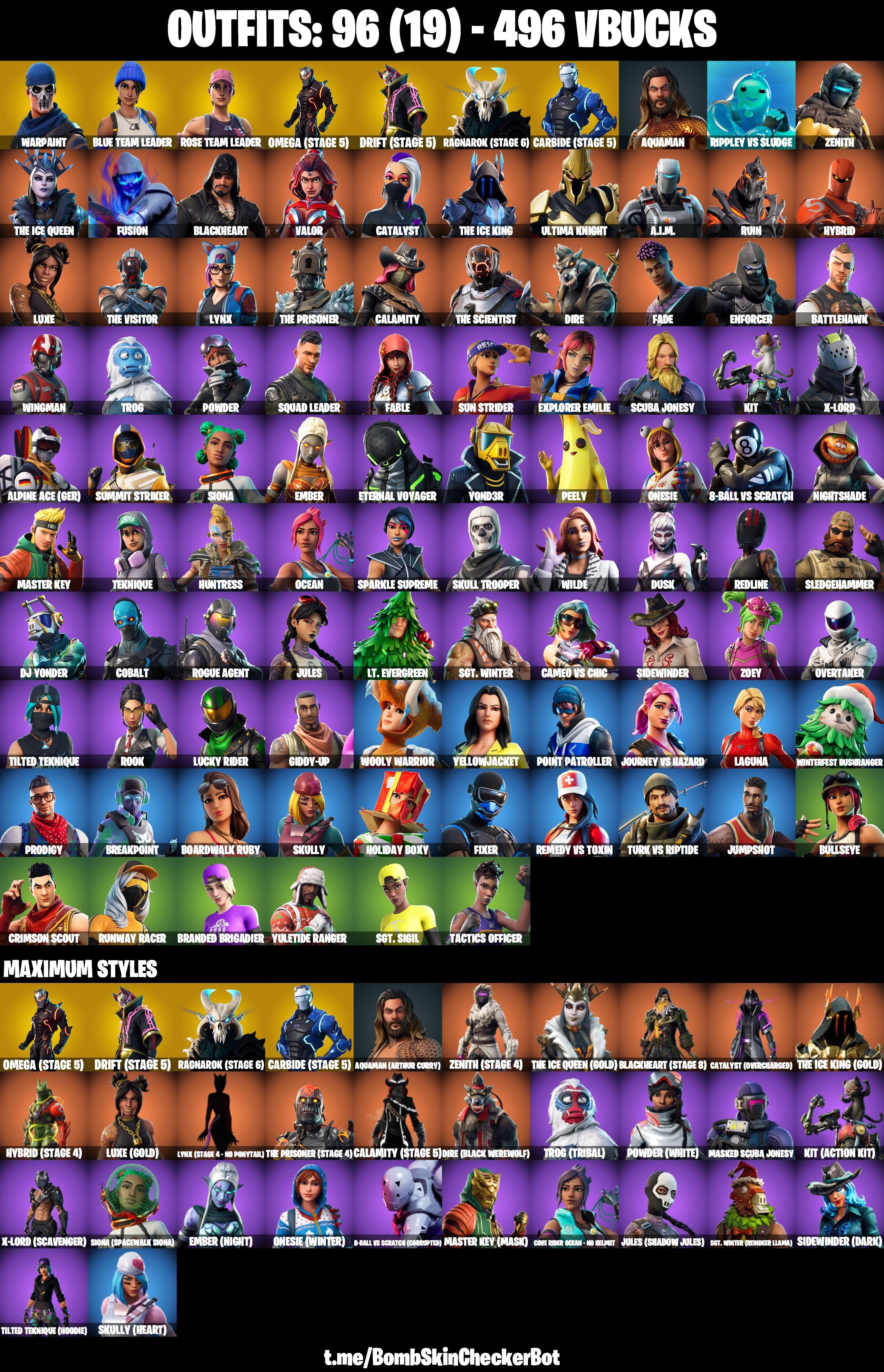 96 Skins |PC/PSN/XBOX| OG STW + Carbide (Stage 5) | Omega (Stage 5) | Reaper Axe | Orange Justice | Warpaint | Warpaint | FULL EMAIL ACCESS